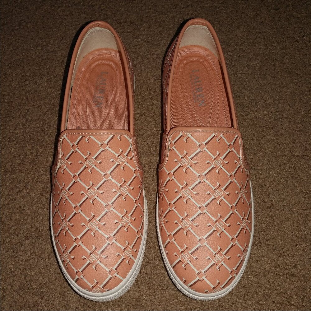 Ralph Lauren Jinny Logo Slip-On Sneakers - Shell Coral - Women's Size 8.5B - NWB